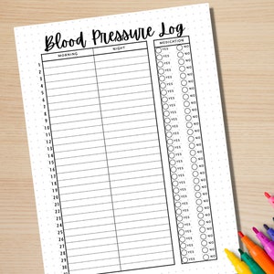 Peut inclure: Un journal de pression art&eacute;rielle imprimable avec des colonnes pour le matin, le soir et les m&eacute;dicaments. Le journal comporte 30 lignes pour enregistrer les lectures de la pression art&eacute;rielle et les m&eacute;dicaments pris.