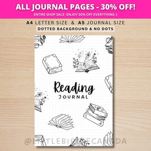 Reading Journal Cover Page - PRINTABLE Journal Page - Book Journal Title Page - Reading Tracker - Book Tracker - Reading Log - Book Cover image 1