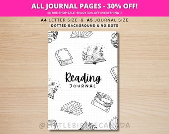 Reading Journal Cover Page - PRINTABLE Journal Page - Book Journal Title Page - Reading Tracker - Book Tracker - Reading Log - Book Cover