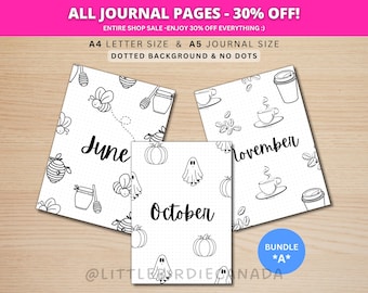 12 Monatstitelseiten - PAKET A - DRUCKBARE Journal Seite - Druckbare Titelseite - Druckbare Deckblatt - Druckbare Planer - Niedliche Titelseite