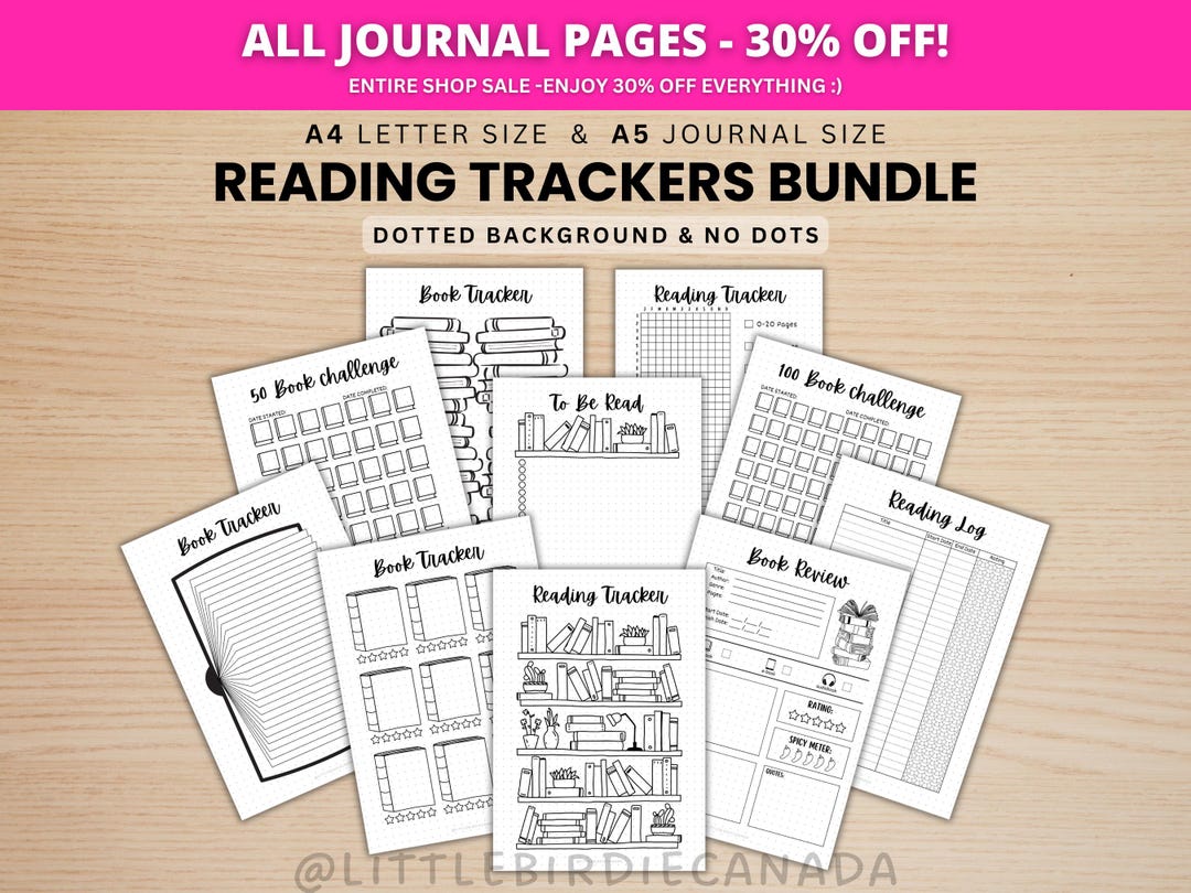Reading Trackers Bundle - PRINTABLE Journal Pages - Digital Planner ...