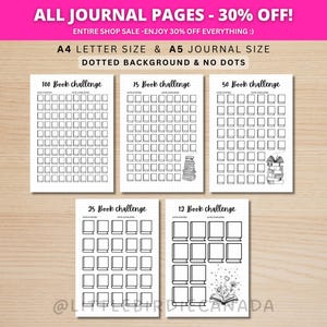 Reading Challenge Bundle - PRINTABLE Journal Page - Reading Tracker - Reading Log - Book Journal - Book Challenge - Reading Game