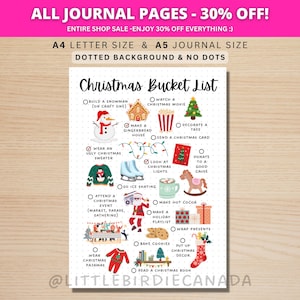 Christmas Bucket List - Christmas Journal Page - PRINTABLE Journal Page - Printable Planner - Christmas To Do List - Christmas Activity List image 1