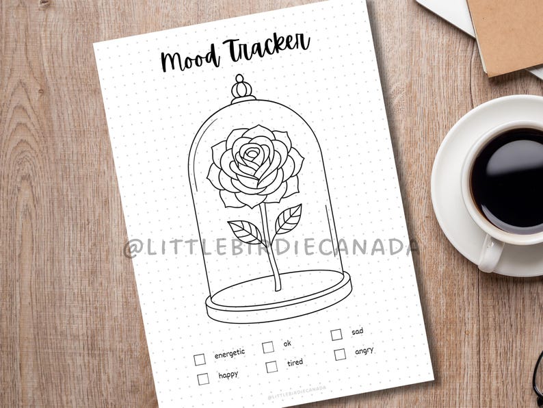 Rose Mood Tracker - PRINTABLE Journal Page - Rose Theme - Digital ...
