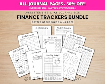 Finance Trackers Bundle - PRINTABLE Journal Pages - Digital Planner Pages - A5 & A4 Size - Value Pack