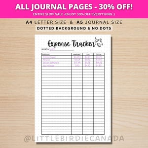 Ausgaben Tracker - DRUCKBARE Journal Seite - Planer Seite - Ausgaben Tracker - Ausgaben Organisator - Monatliche Ausgaben - Ausgaben Vorlage