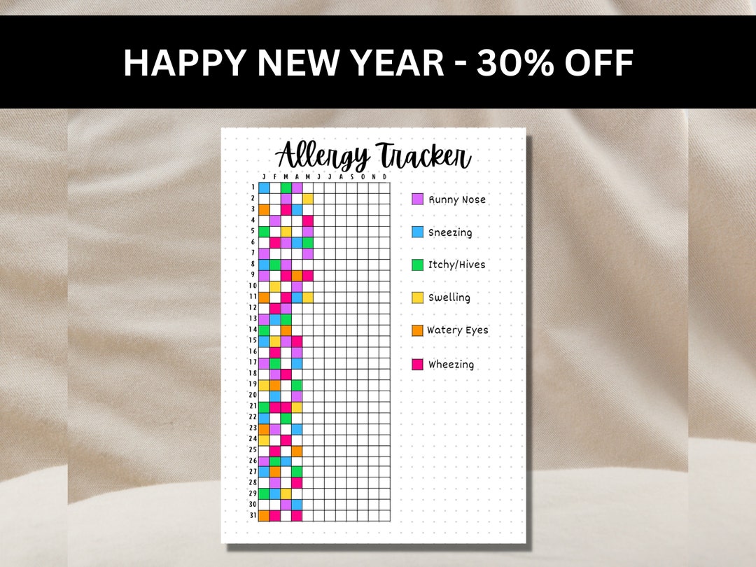 Allergy Tracker A5 Journal Page PRINTABLE Tracker Track Allergy