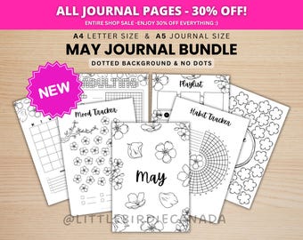 Paquete de agenda de mayo - Flores de cerezo - Páginas de agenda IMPRIMIBLES - BLANCO Y NEGRO - Planificador de mayo - Agenda de mayo - Planificador imprimible