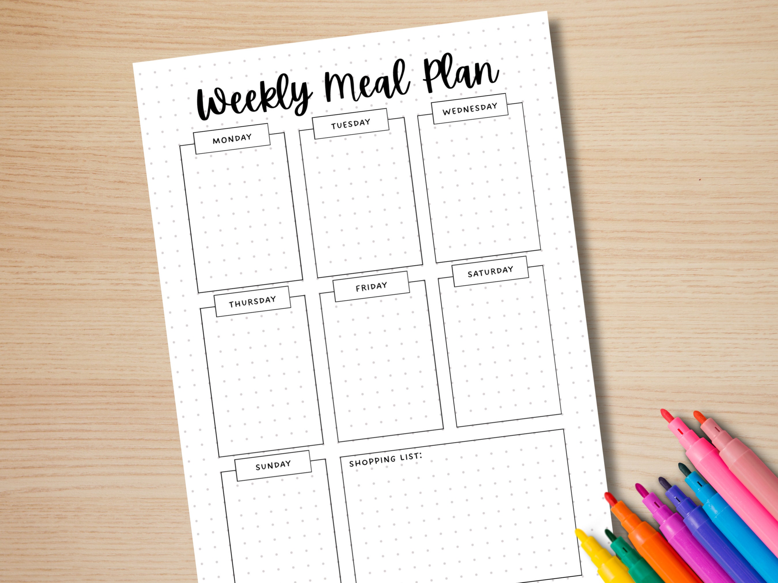 Weekly Meal Planner - PRINTABLE Journal Page - Food Planner Plage ...