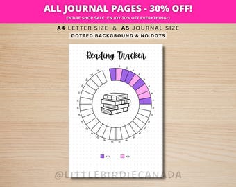 Reading Tracker - PRINTABLE Journal Page - Reading Challenge - Reading Log - Printable Planner Page- Book Challenge - Reading Journal