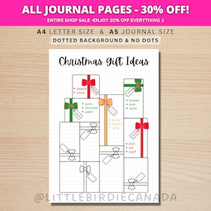 Christmas Gift List - Christmas Journal Page - Printable Journal Page - Printable Planner Page - Christmas Gift Ideas - Christmas Planner