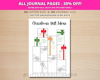Christmas Gift List - Christmas Journal Page - Printable Journal Page - Printable Planner Page - Christmas Gift Ideas - Christmas Planner