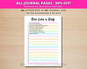 One Line A Day - PRINTABLE Journal Page - Planner Page - Memory Tracker - Daily Tracker - Daily Gratitude Journal - Highlight Of The Day