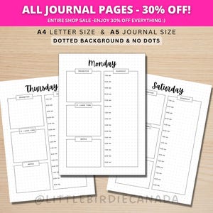 Daily Planner Pages - Daily Agenda Pages - PRINTABLE Journal Page - Planner Page - Daily Schedule - Weekly Journal Pages - Weekly Planner