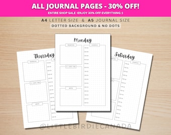 Daily Planner Pages - Daily Agenda Pages - PRINTABLE Journal Page - Planner Page - Daily Schedule - Weekly Journal Pages - Weekly Planner