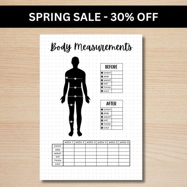 Body Measurements Tracker - A5 Journal Page - PRINTABLE Tracker - Fitness Tracker - Exercise Tracker - Health Tracker - Workout Tracker