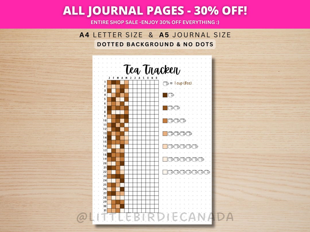 Tea Tracker - PRINTABLE Journal Page - Planner Page - Health Tracker ...