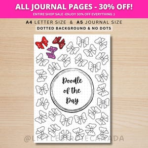 Bows Doodle Of The Day - PRINTABLE Journal Page - Planner Page - Drawing Page - Drawing Journal Page - Doodle Challenge - Daily Doodle