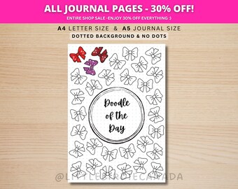Bows Doodle Of The Day - PRINTABLE Journal Page - Planner Page - Drawing Page - Drawing Journal Page - Doodle Challenge - Daily Doodle