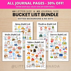 Liste de seaux - Pages de journal imprimables Liste de seaux d'automne Liste de seaux d'hiver Liste de seaux d'été Liste de seaux de printemps Liste de seaux de Noël