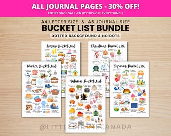 Bucket List Bundle - PRINTABLE Journal Pages Fall Bucket List Winter Bucket List Summer Bucket List Spring Bucket List Christmas Bucket List