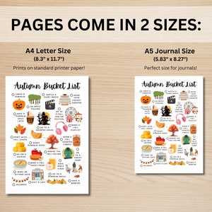 May include: Printable autumn bucket list with 20 activities to do in the fall. The list includes activities like carving a pumpkin, watching a scary movie, and going to a pumpkin patch. The list is available in two sizes: 8.3 inches by 11.7 inches and 5.83 inches by 8.27 inches.