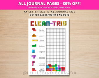 Clean-tris Tracker - PRINTABLE Journal Page - Cleaning Tracker - Chore Tracker - Habit Tracker - Cleaning Game - Printable Planner Page