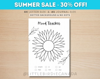 Sunflower Mood Tracker - PRINTABLE Journal Page - Planner Page - Feelings Tracker - Daily Mood Tracker - Track Mood - Journal Template