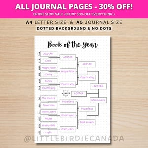 今年の本 - 印刷可能なジャーナルページ - プランナーページ - ブックジャーナル - ブックブラケット - 読書トラッカー - ブックトラッカー - 読書ジャーナル