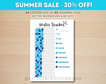 Water Tracker Yearly - PRINTABLE Journal Page - Planner Page - Daily Tracker - Yearly Tracker - Water Log - Hydrate Tracker - Health Tracker