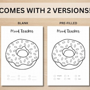 Donut Mood Tracker PRINTABLE Journal Page Planner Page Feeling Tracker ...