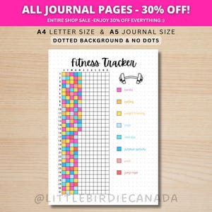 Fitness Tracker - PRINTABLE Journal Page - Exercise Tracker - Yearly Tracker - Health Tracker - Workout Tracker - Activity Log