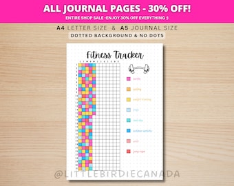 Fitness Tracker - PRINTABLE Journal Page - Exercise Tracker - Yearly Tracker - Health Tracker - Workout Tracker - Activity Log