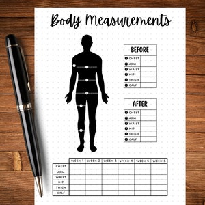 Körpermaße Tracker – DRUCKBARE Journalseite – Planerseite – Fitness Tracker – Übungstracker – Gesundheitstracker – Workout-Tracker Bild 8