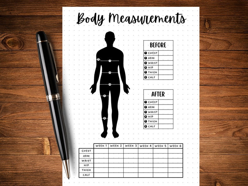 Körpermaße Tracker – DRUCKBARE Journalseite – Planerseite – Fitness Tracker – Übungstracker – Gesundheitstracker – Workout-Tracker Bild 8