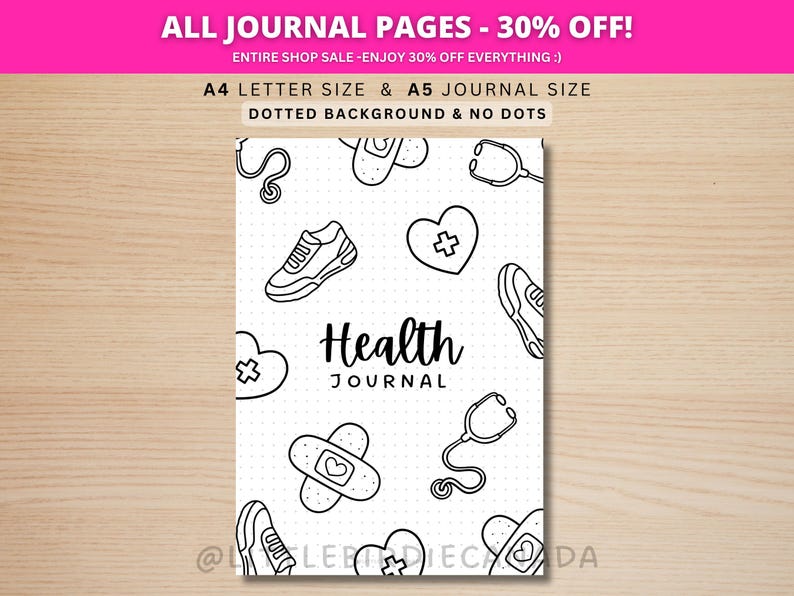Health Journal Title Page - PRINTABLE Journal Page - Health Journal Cover Page - Health Planner - Wellness Journal - Wellness Planner image 1