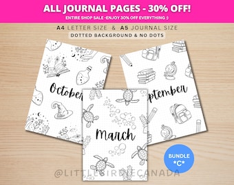 12 Monatstitelseiten - PAKET C - DRUCKBARE Journal Seite - Druckbare Titelseite - Druckbare Deckblatt - Druckbare Planer - Niedliche Titelseite