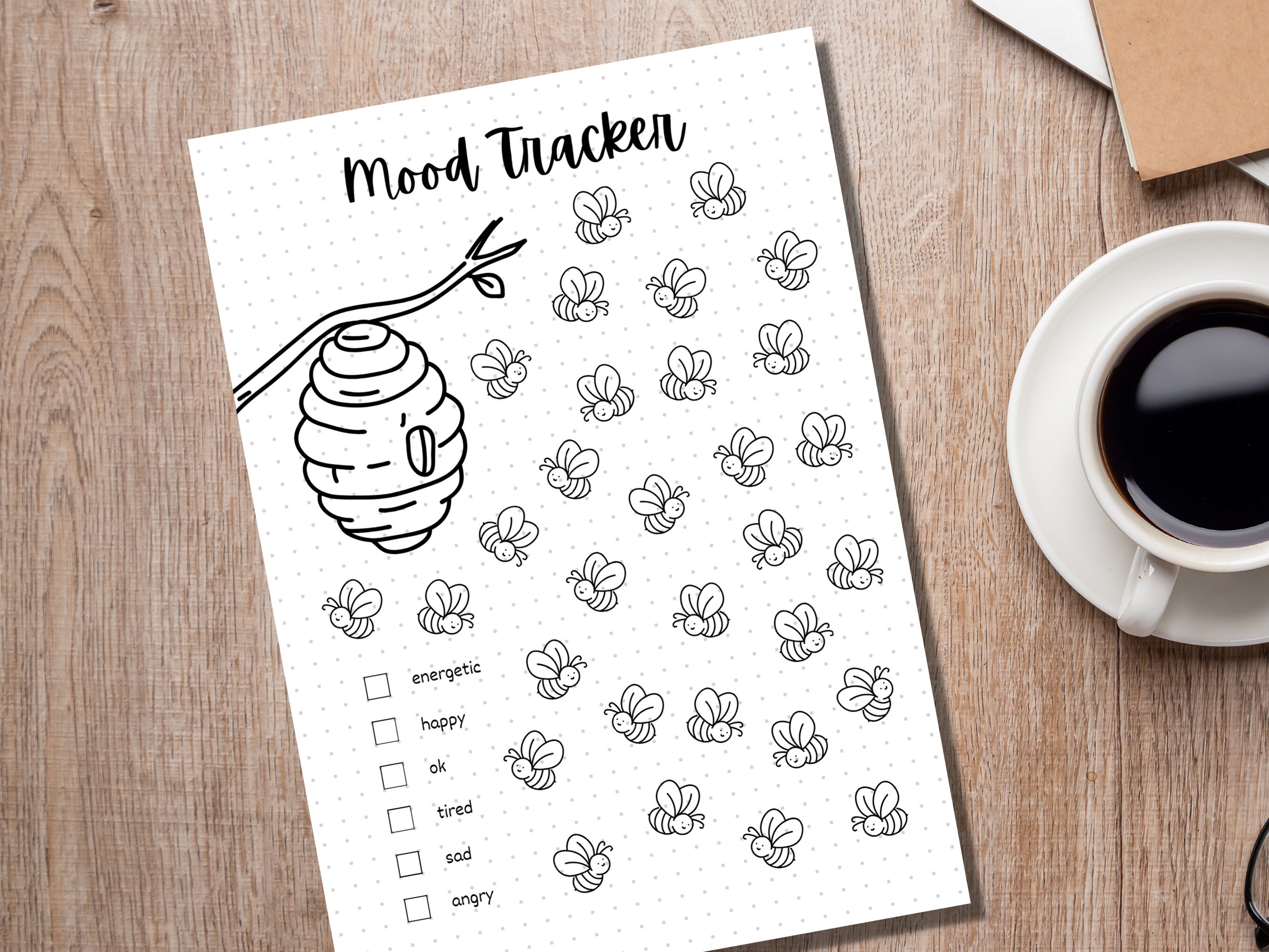 Bee Mood Tracker - PRINTABLE Journal Page - Planner Page - Daily ...