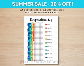 Temperature Log - PRINTABLE Journal Page - Planner Page - Temperature Tracker - Weather Tracker - Weather Log - Track Temperature