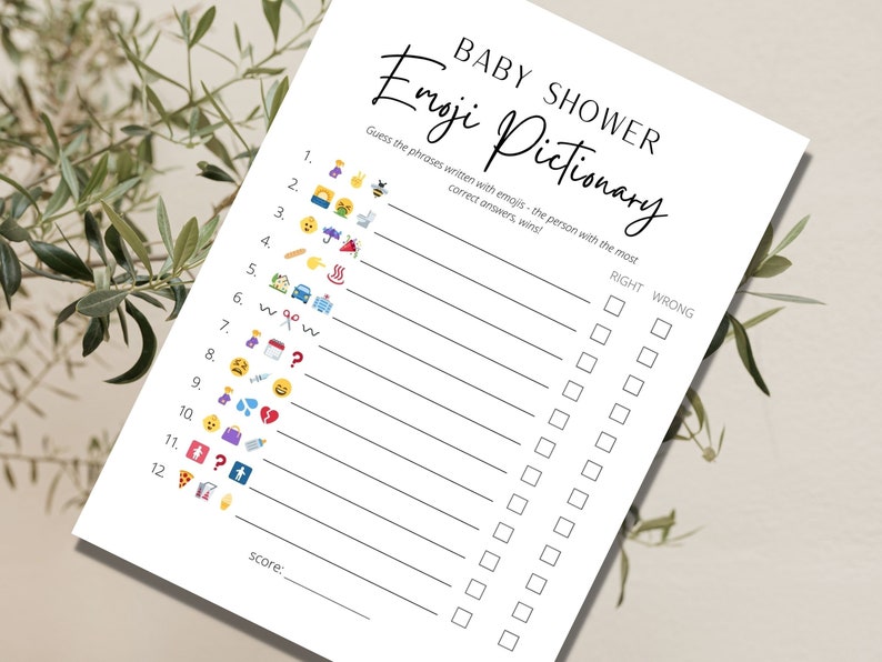 Emoji Pictionary Baby Shower Game Minimalist Baby Shower Gender Neutral Printable Baby Shower Games Baby Shower Emoji Game Shower Activity image 5