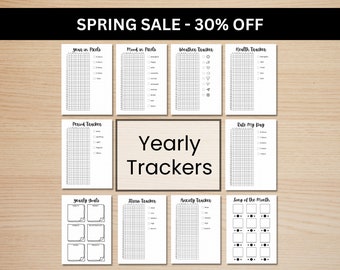 Yearly Trackers Bundle - PRINTABLE A5 Journal Pages - Value Pack