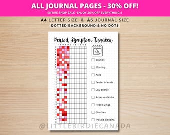 Period Symptom Tracker - PRINTABLE Journal Page - Printable Planner Page - Track Menstrual Cycle - Track Period - Period Tracker