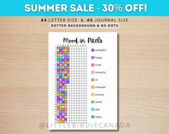 Mood in Pixels - PRINTABLE Journal Page - Planner Page - Daily Feelings Tracker - Daily Mood Tracker - Monthly Tracker - Daily Rating