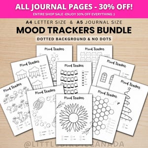 Mood Trackers Bundle - DRUCKBARE Journal Seiten - Digitale Planer Seiten - A5 & A4 Größe - Vorteilspaket