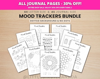Mood Trackers Bundle - PRINTABLE Journal Pages - Digital Planner Pages - A5 & A4 Size - Value Pack