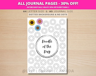 Flower Doodle Of The Day - PRINTABLE Journal Page - Planner Page - Drawing Page - Drawing Journal Page - Doodle Challenge - Daily Doodle