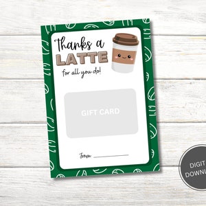 Porta carte regalo di ringraziamento, regalo di apprezzamento per il personale, biglietto di ringraziamento per insegnanti, porta carte regalo per caffè, regalo per dipendenti, regalo per volontari, PDF stampabile