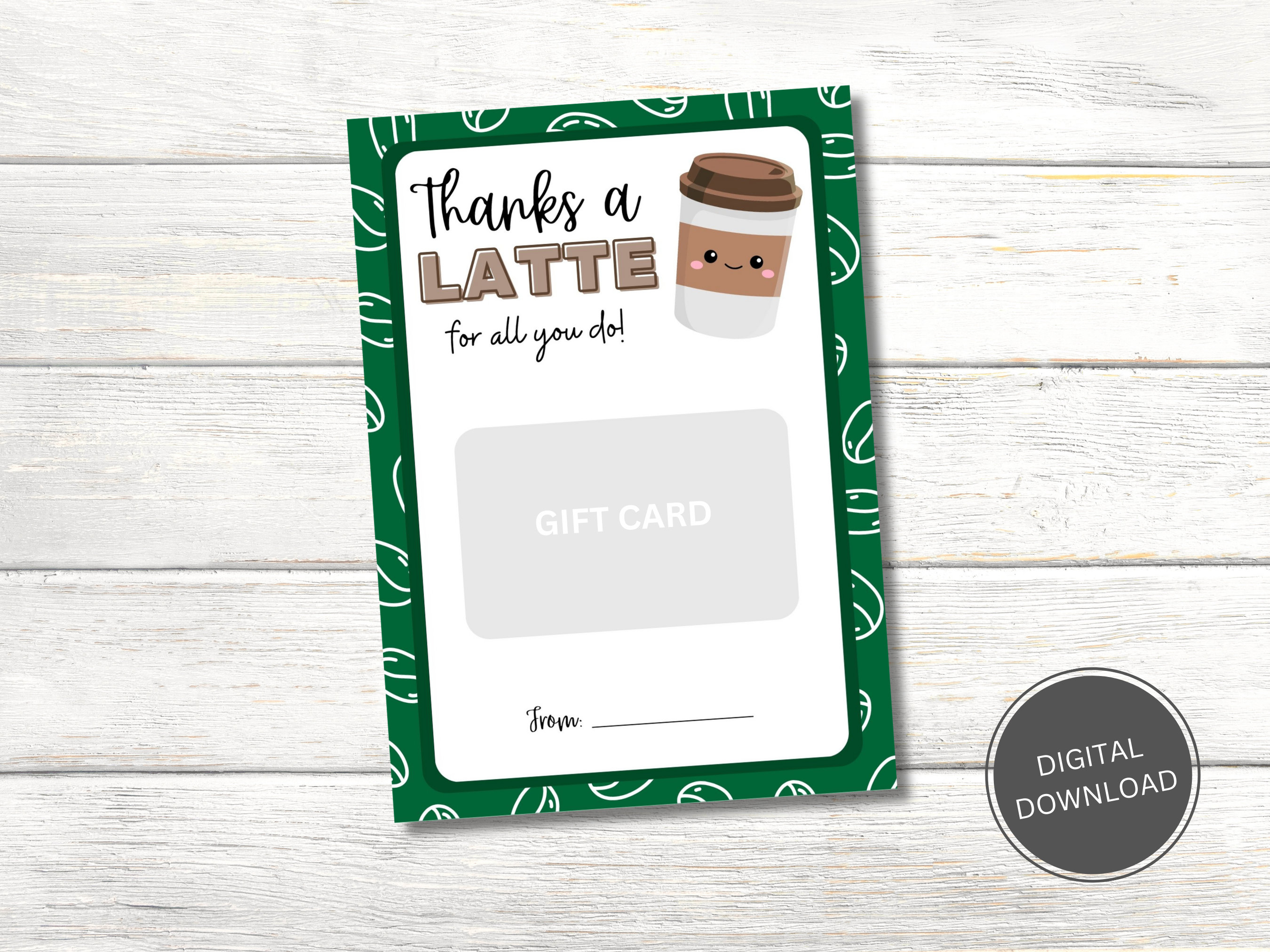 Thank You Gift Card Holder Staff Appreciation Gift Teacher Thank You Card Coffee Gift Card Holder Employee Gift Volunteer Gift Printable PDF
