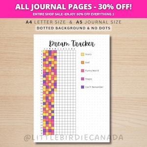 Dream Tracker - PRINTABLE Journal Page - Printable Planner Page - Dream Log - Dream Journal - Sleep Tracker - Dream Analysis - Dream Diary