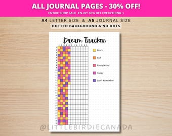Dream Tracker - PRINTABLE Journal Page - Printable Planner Page - Dream Log - Dream Journal - Sleep Tracker - Dream Analysis - Dream Diary